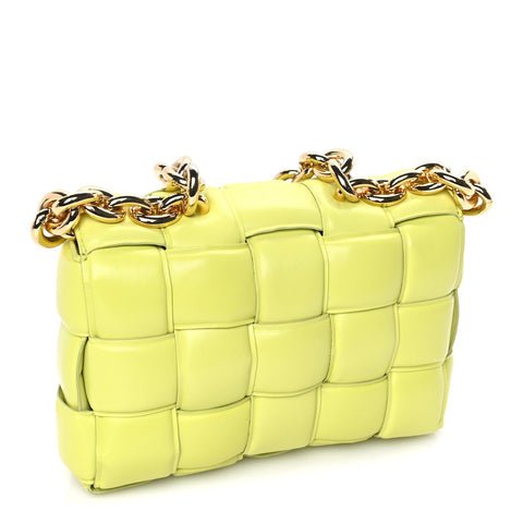 Lambskin Maxi Intreccio Padded Chain Cassette Crossbody Bag Kiwi
