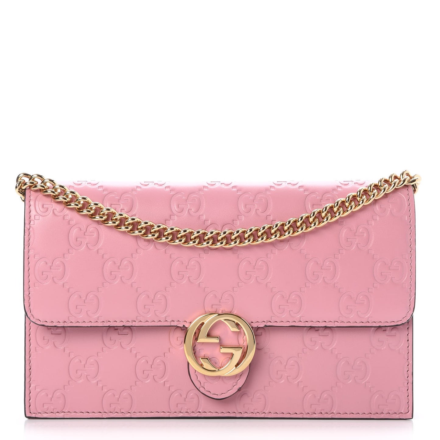 Guccissima Icon Chain Wallet Carmine Rose