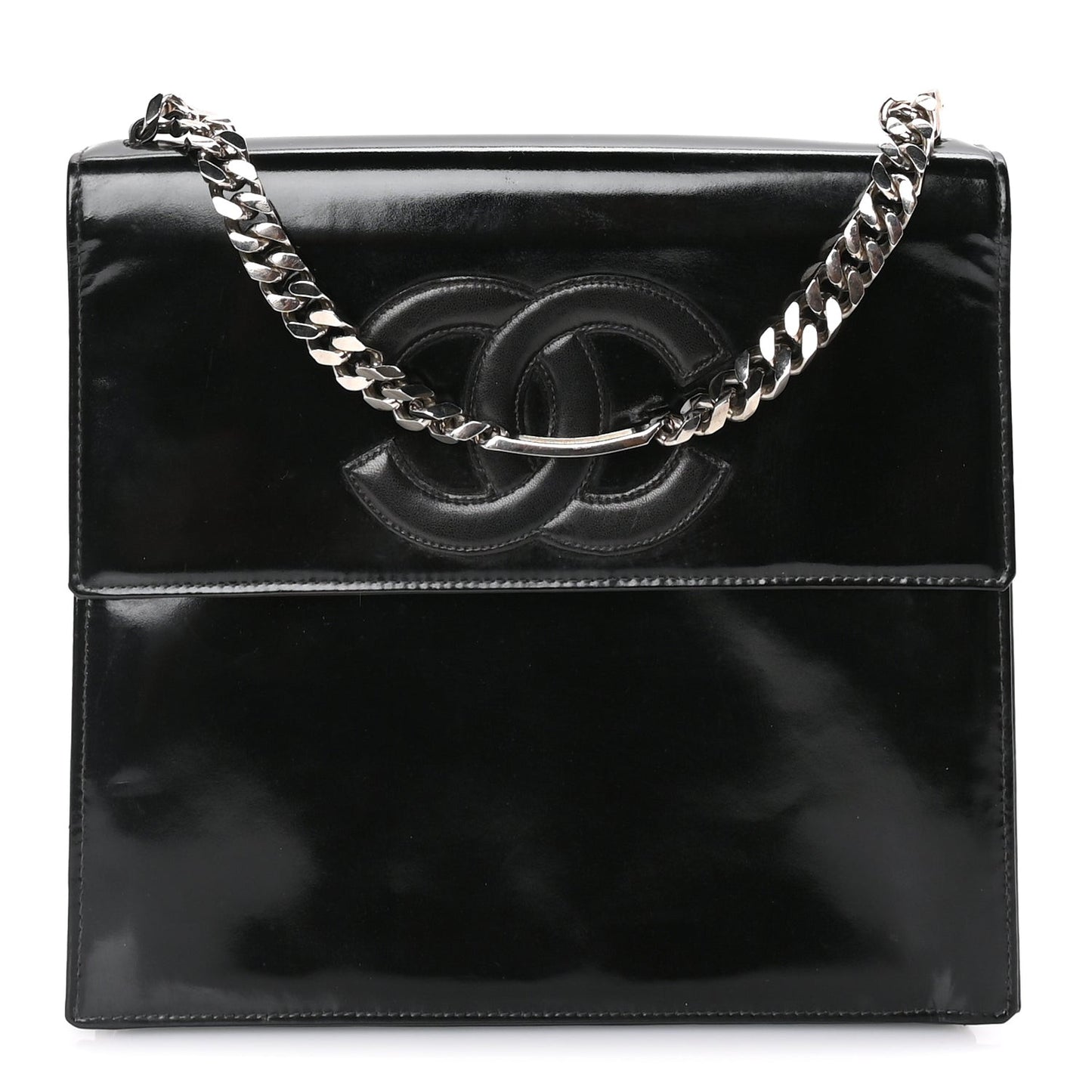 Lambskin Patent CC Flap Bag  Black