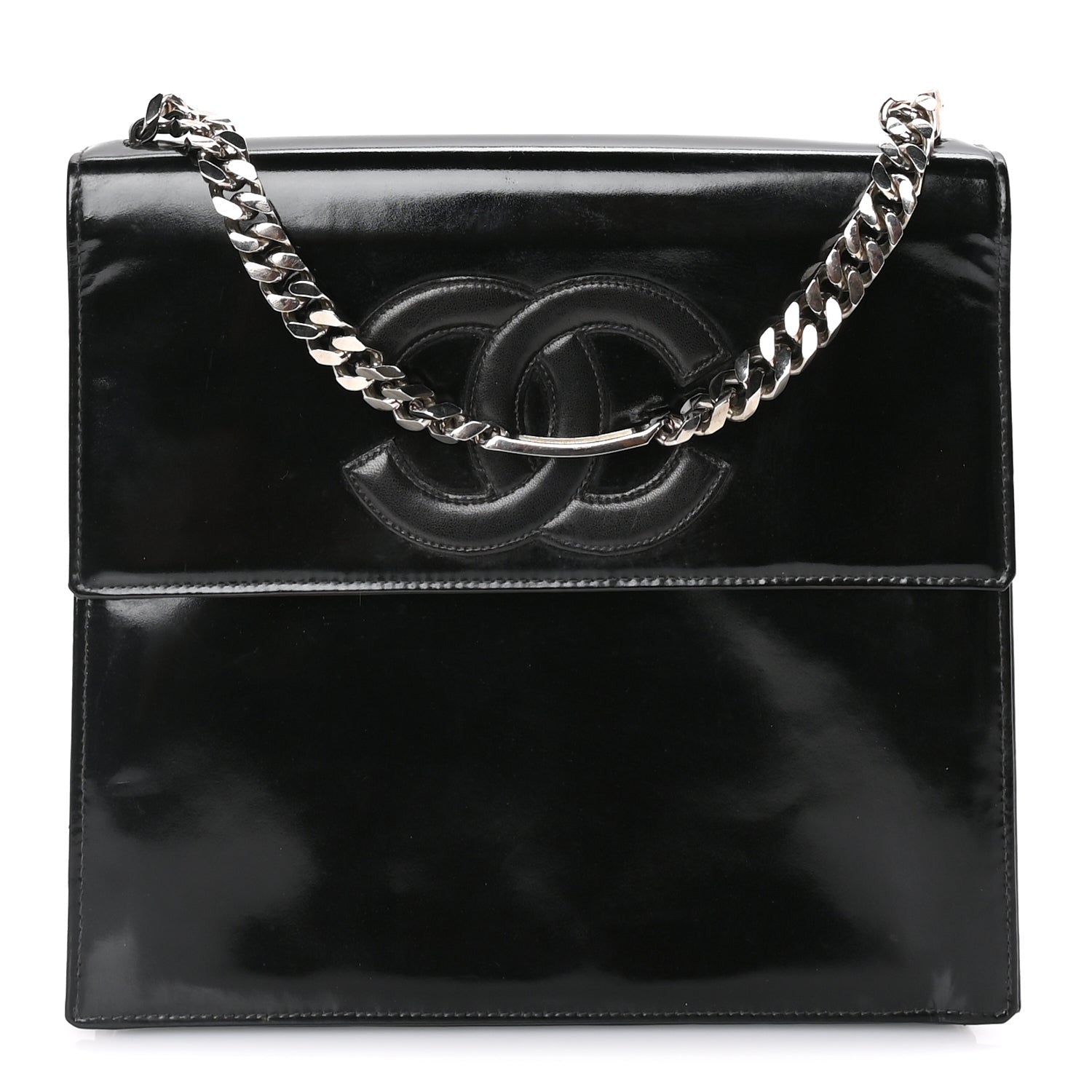 Chanel Lambskin Patent CC Flap Bag  Black 1 of 9