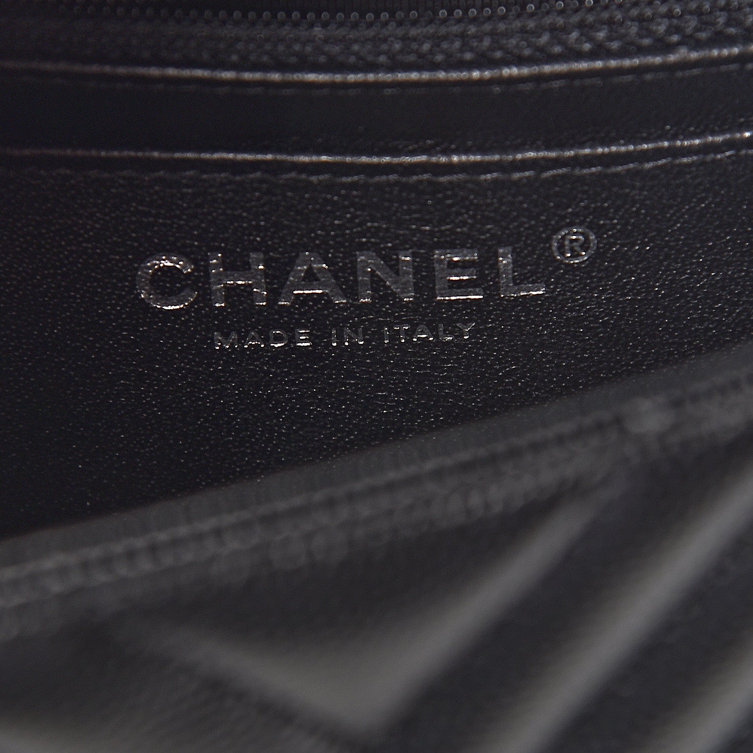 Chanel Caviar Chevron Quilted Mini Square Flap Black 6 of 10