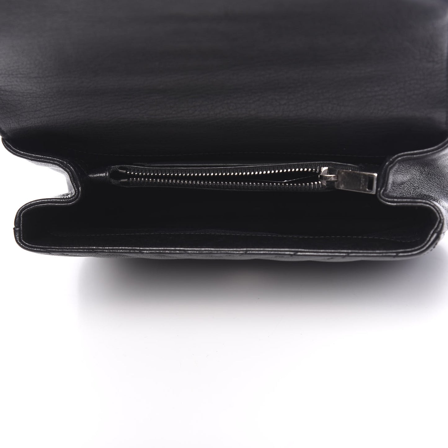 Sheepskin Matelasse Chevron Patchwork Monogram Medium College Bag Black