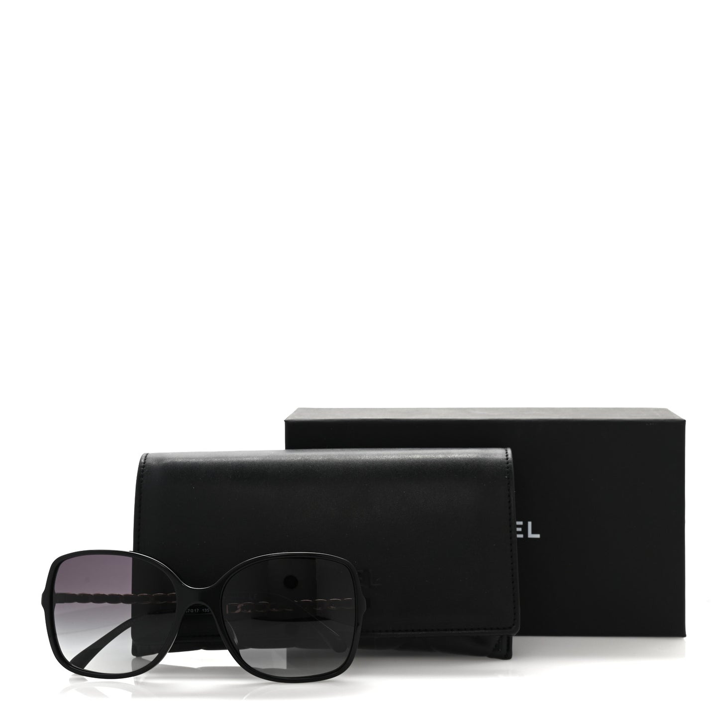 Lambskin Square Chain Sunglasses 5210-Q Black