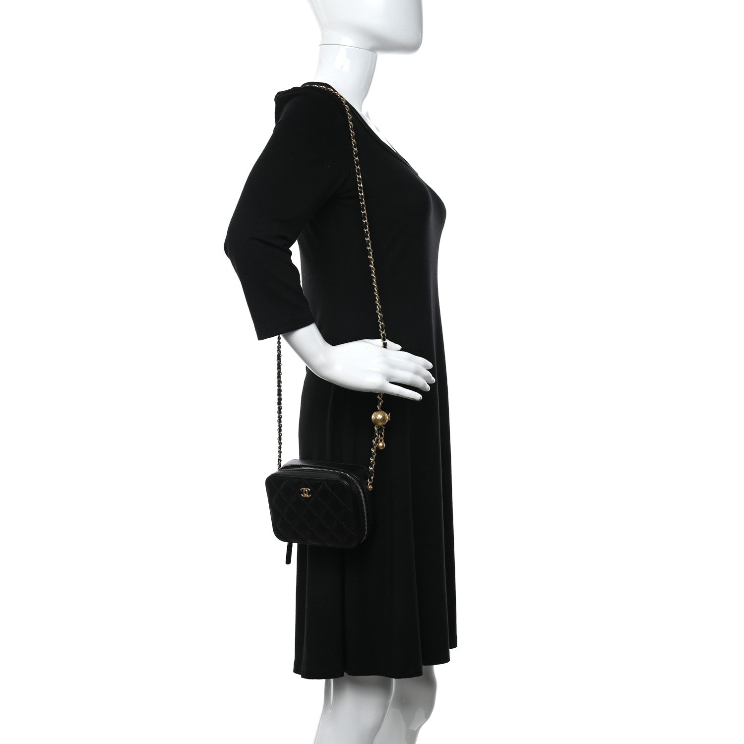 Chanel Lambskin Quilted CC Pearl Crush Camera Case Black 2 of 13