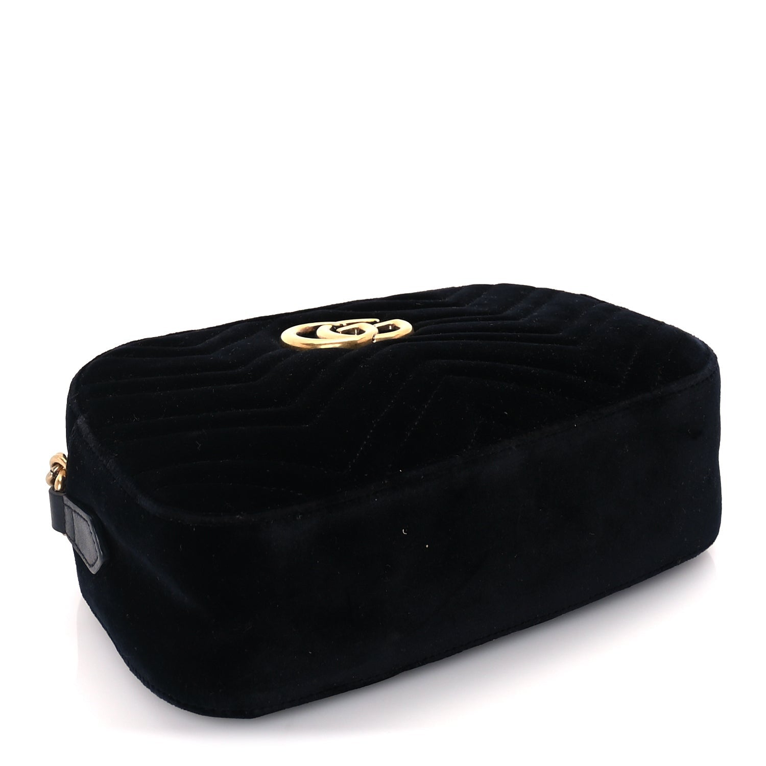 Gucci Velvet Matelasse Small GG Marmont Chain Shoulder Bag Black 3 of 8