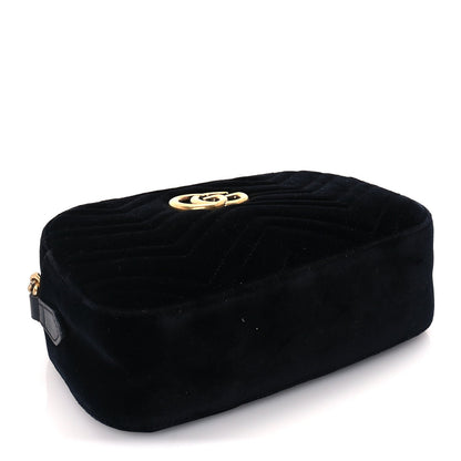 Gucci Velvet Matelasse Small GG Marmont Chain Shoulder Bag Black 3 of 8