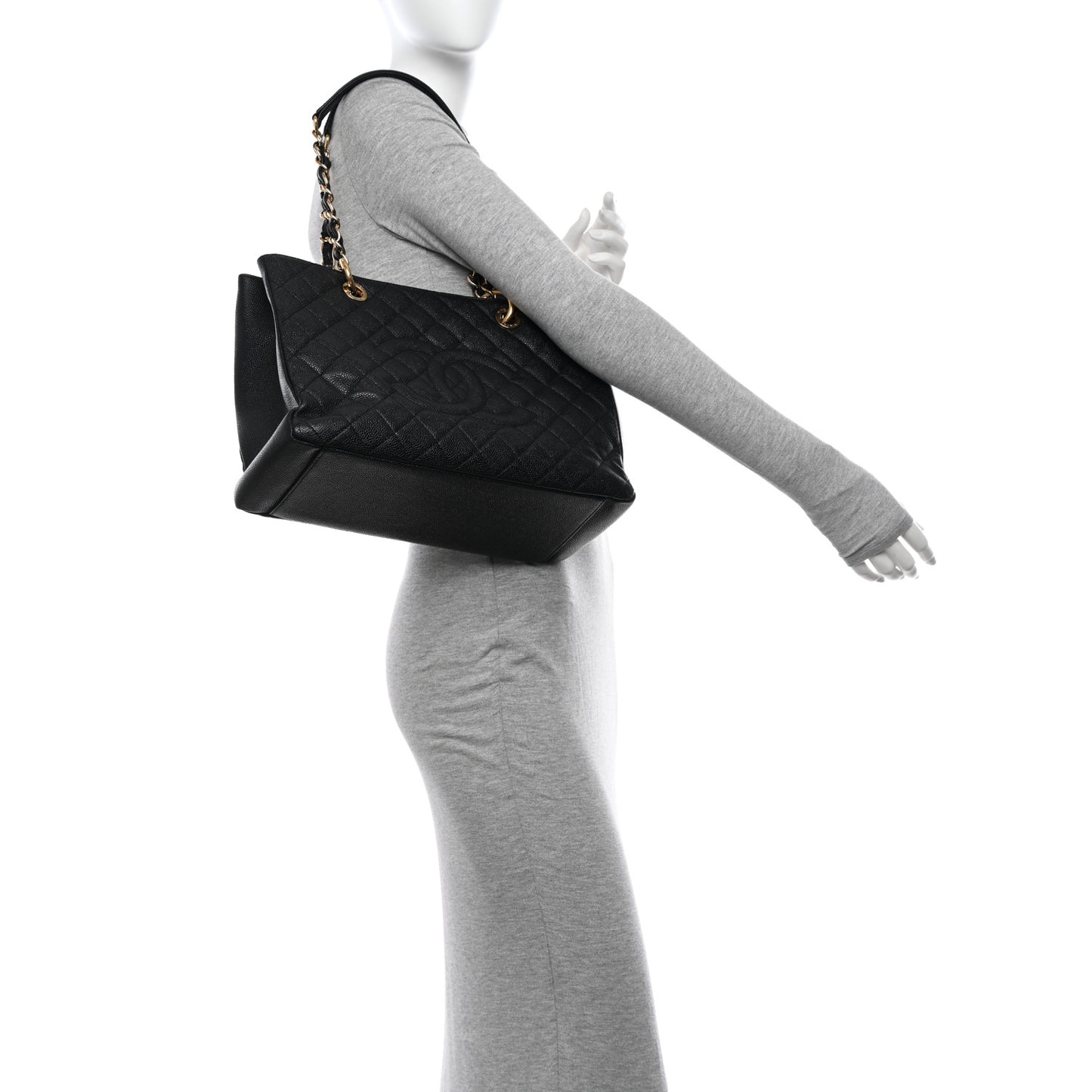 Caviar Quilted Grand Shopping Tote GST Black