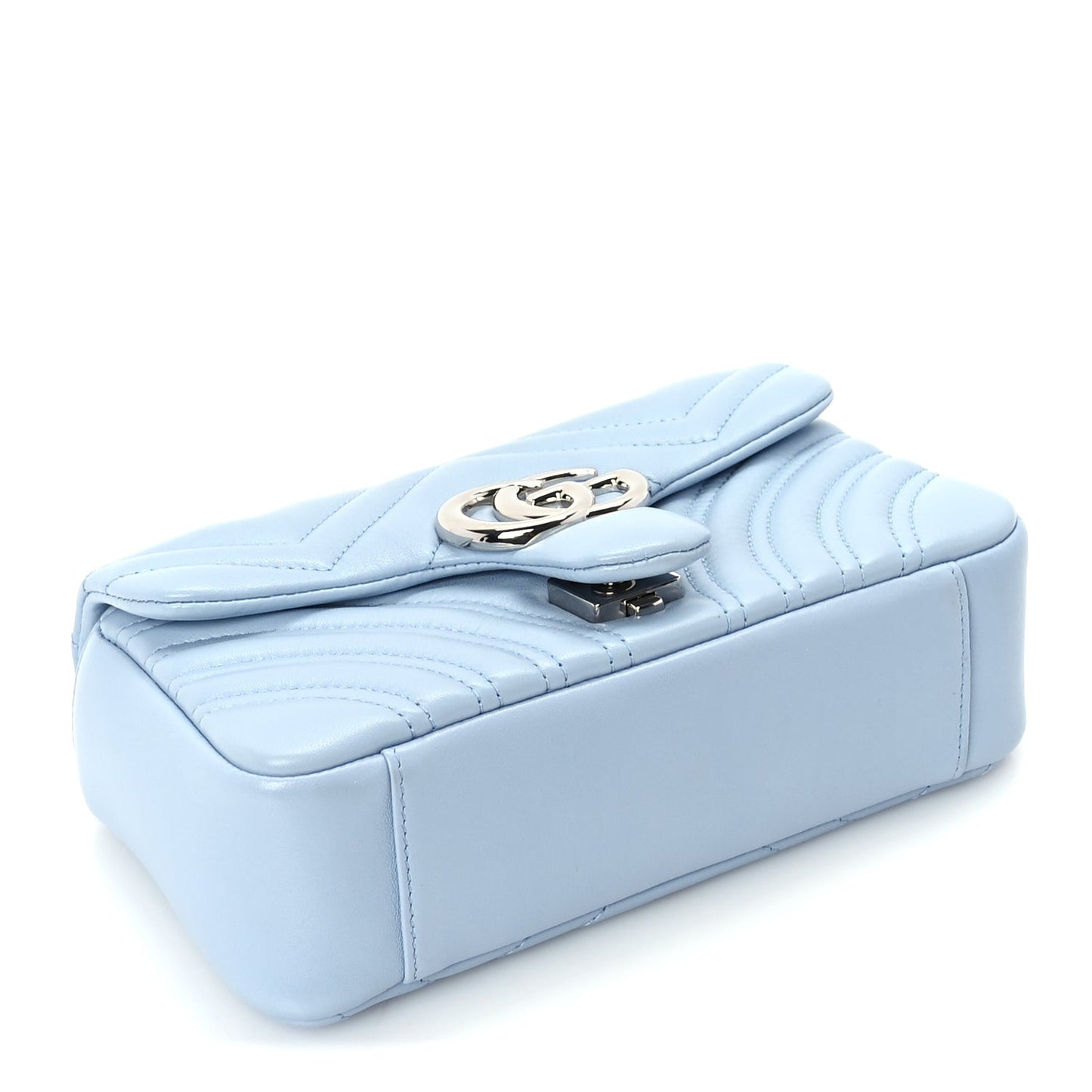 Lambskin Matelasse Small GG Marmont Shoulder Bag Light Blue