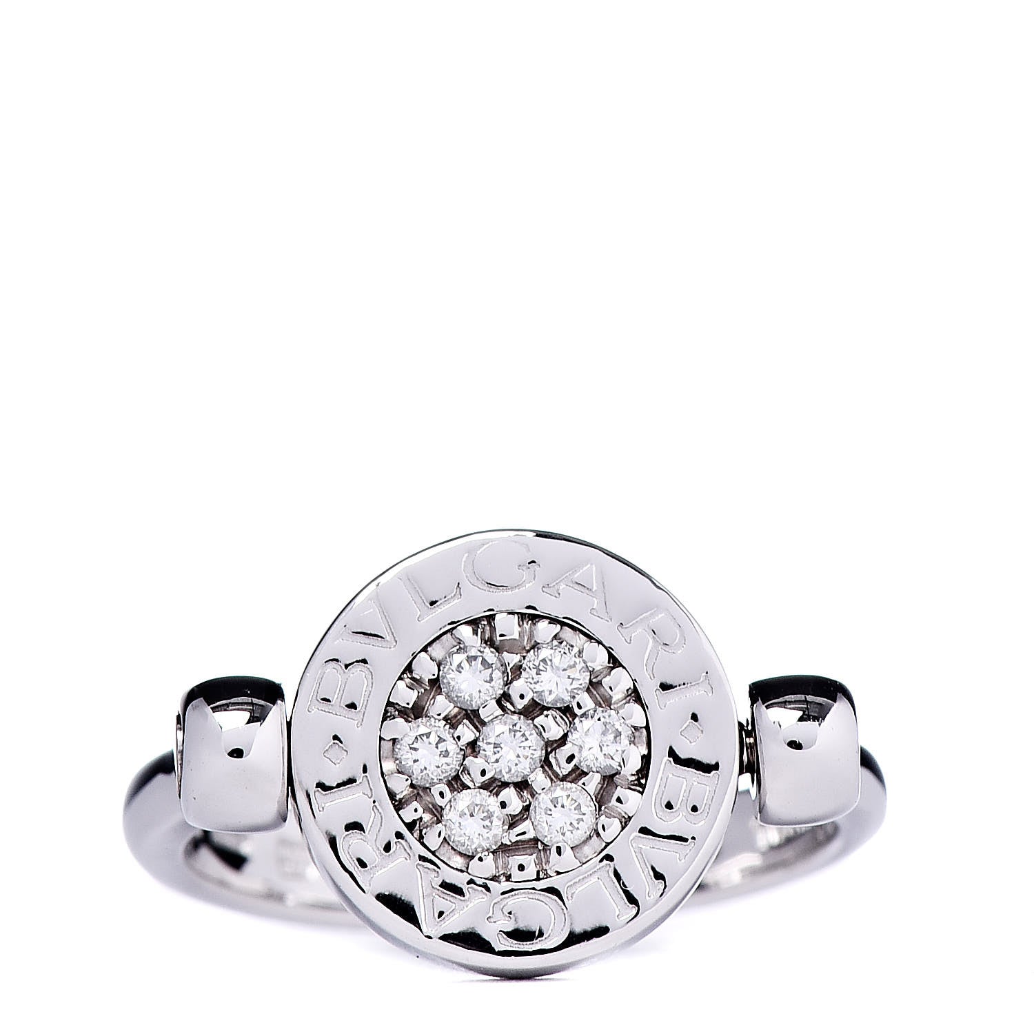 Bulgari 18K White Gold Diamond Black Onyx Bvlgari Bvlgari Flip Ring 48 4.5 1 of 6