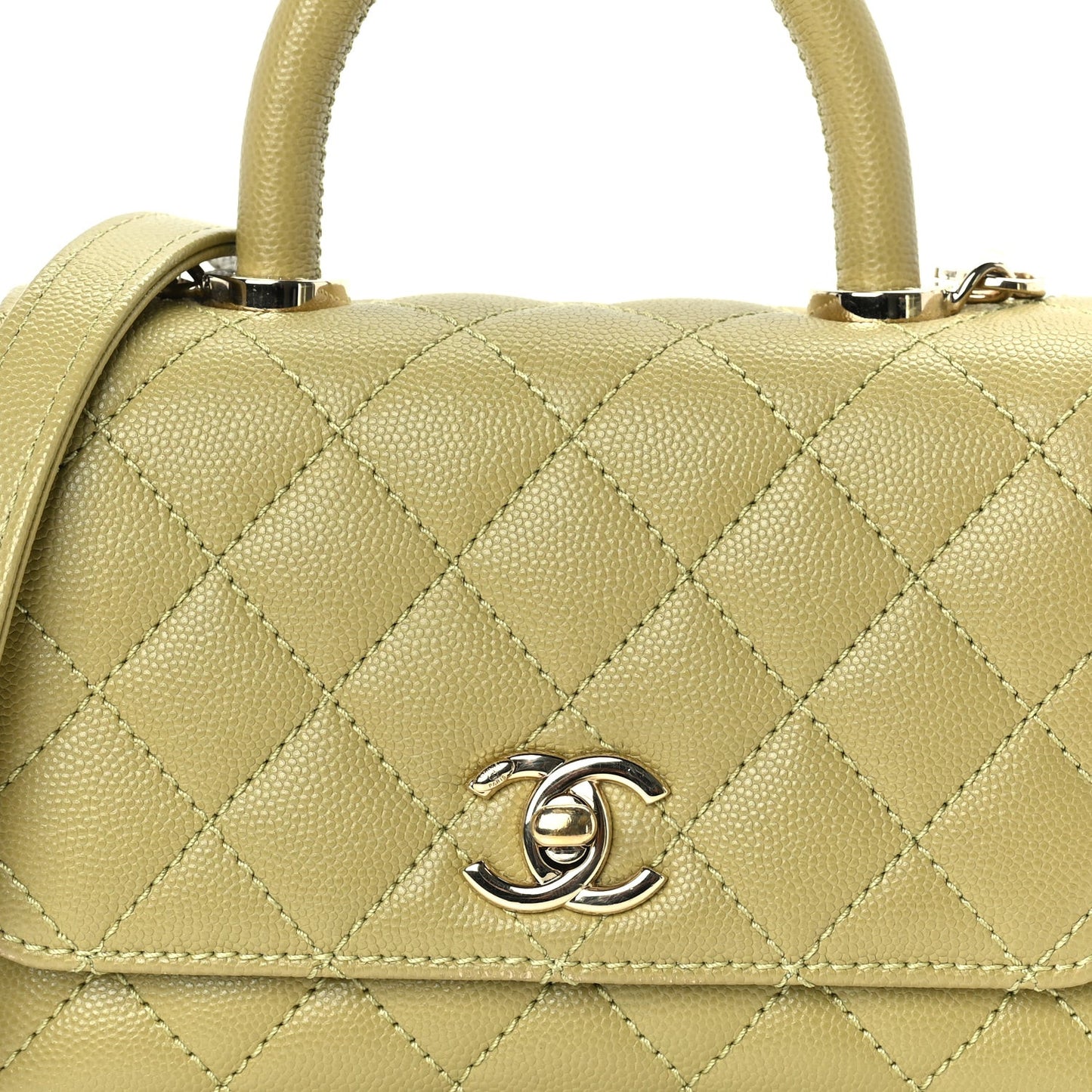 Caviar Quilted Extra Mini Coco Handle Flap Light Green