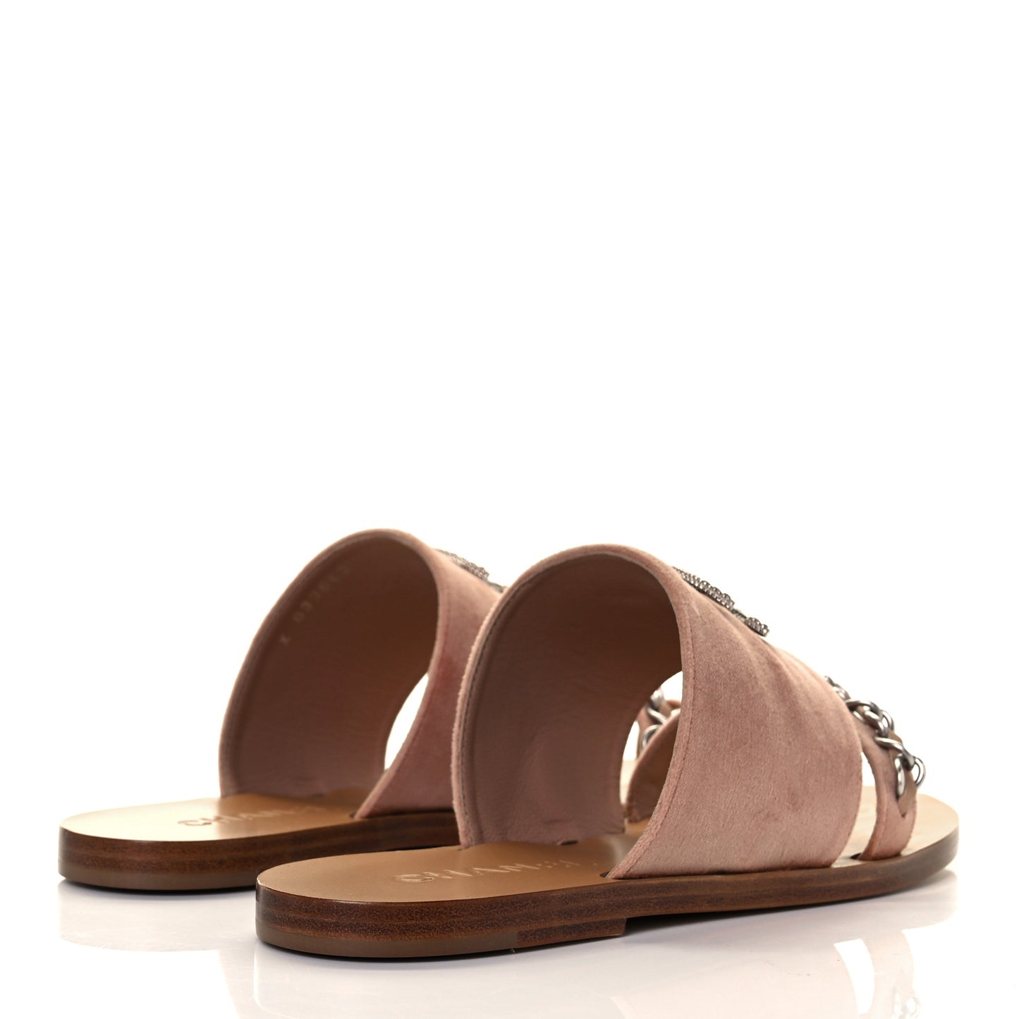 Velvet Chain Mule Sandals 39 Beige