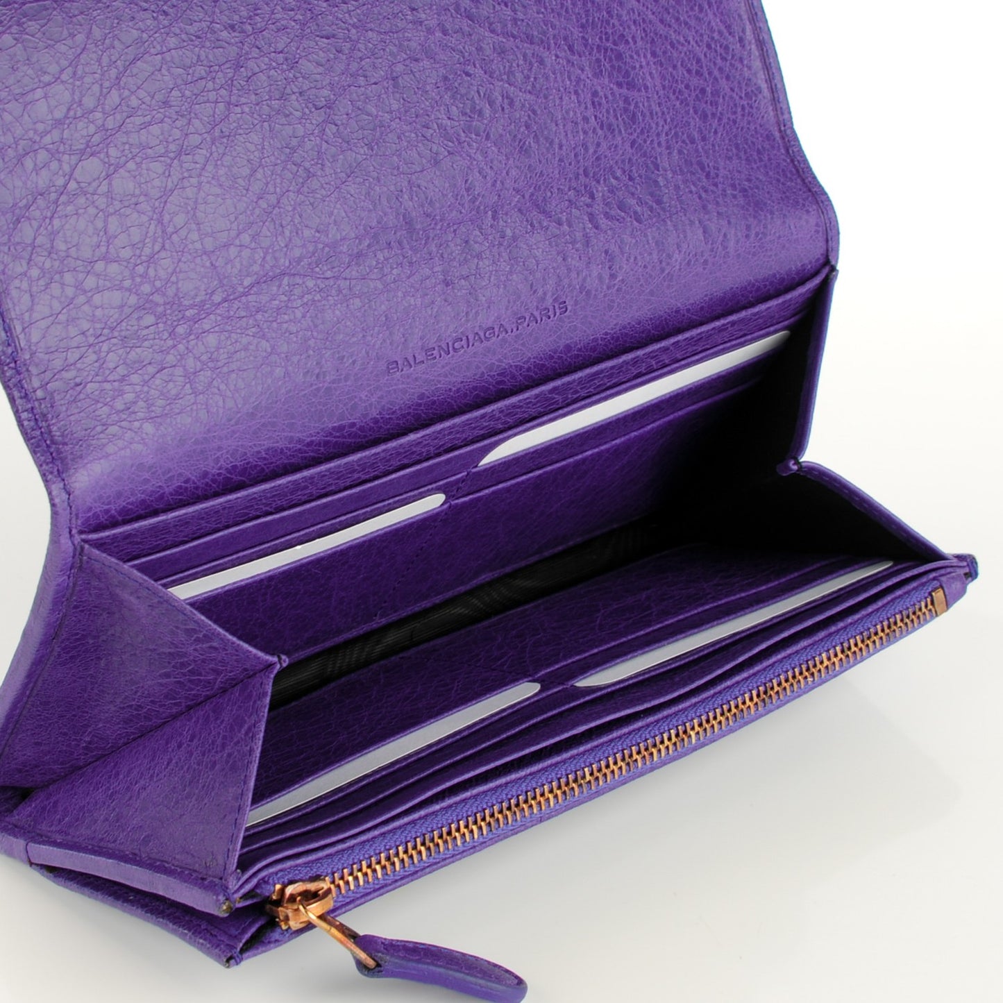 Agneau Giant 12 Rose Gold Hardware Money Wallet Bleu Lavande