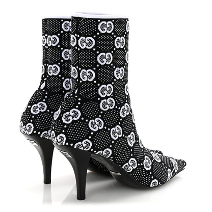 Gucci Technical Jersey Knit GG Monogram Square G 75mm Ankle Boots 38 Black Great White 5 of 9