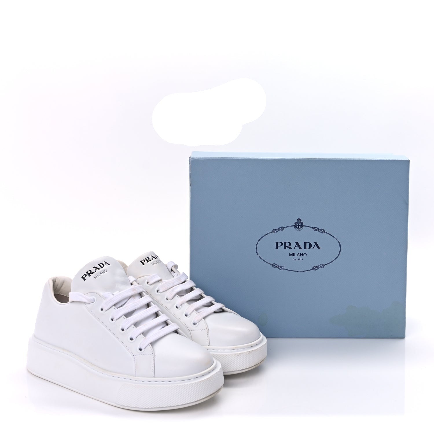 Prada Vitello Soft Logo Low Top Sneakers 38 White 10 of 10