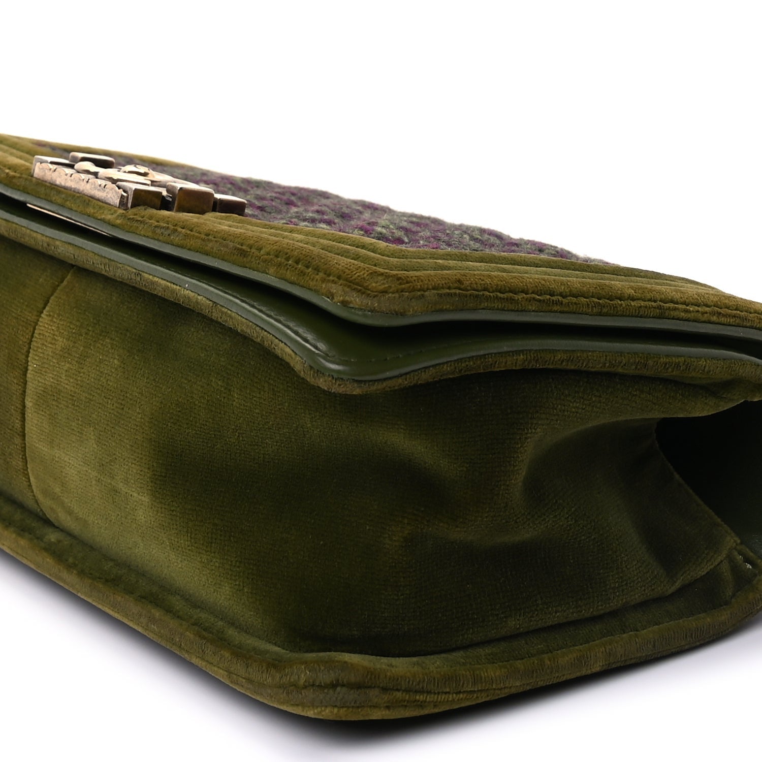Chanel Velvet Tweed Medium Boy Flap Green 7 of 8