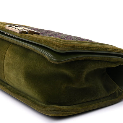 Chanel Velvet Tweed Medium Boy Flap Green 7 of 8