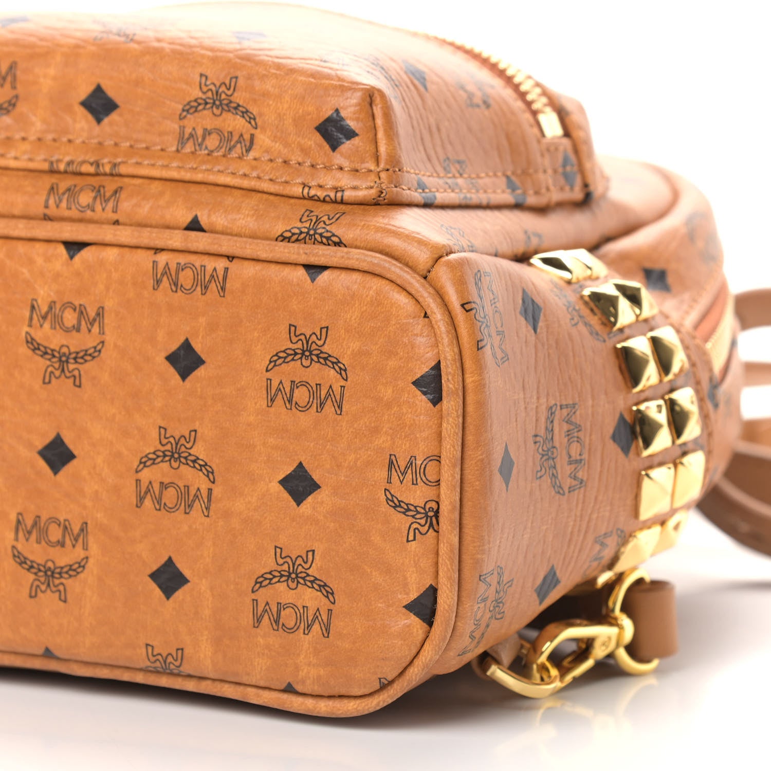 MCM Visetos Side Stud Mini Stark Backpack Cognac 8 of 8