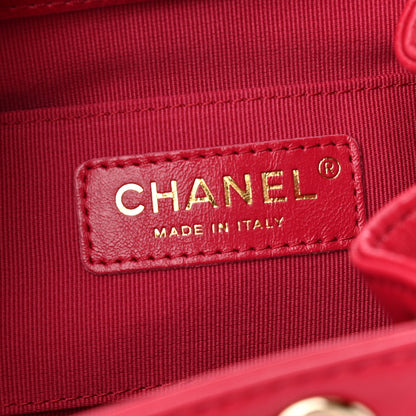 Chanel Glazed Aged Calfskin Quilted Small Duma Drawstring Backpack Red 6 of 10