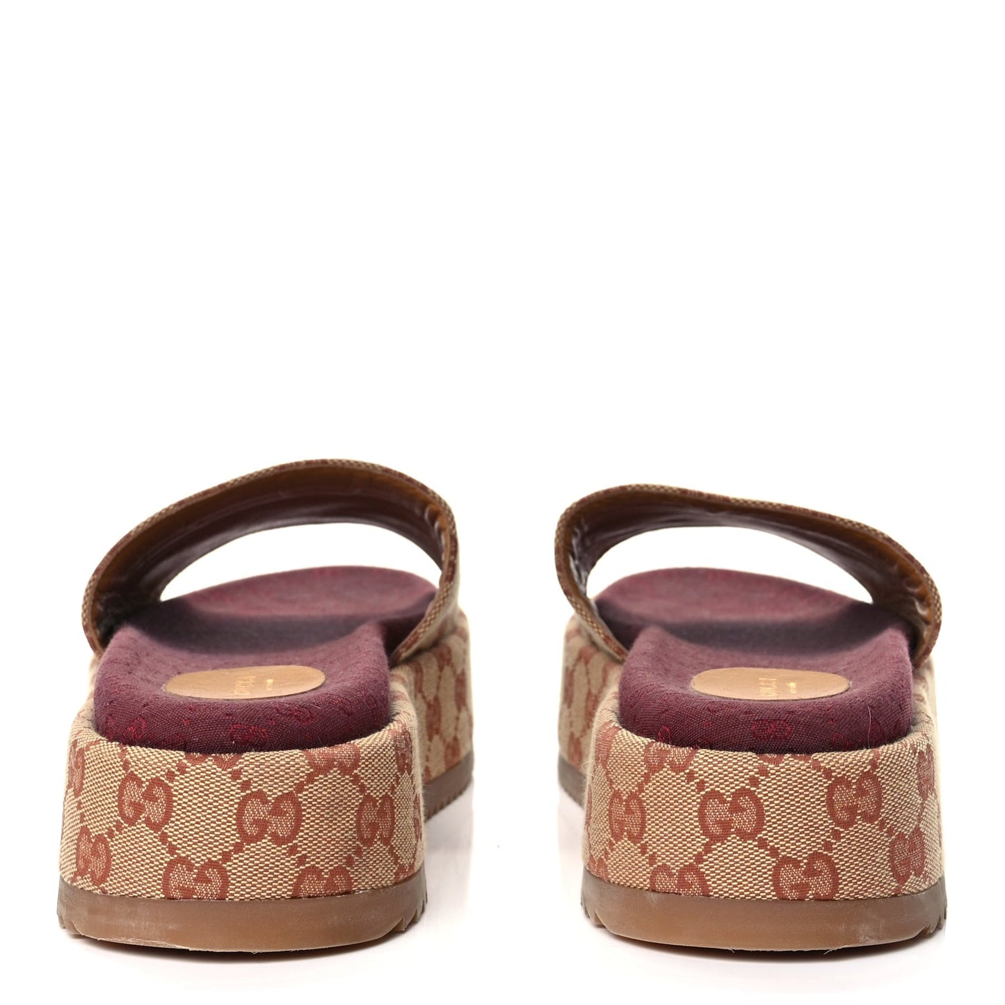 Canvas GG Monogram Angelina Platform Slide Sandals 40.5 Beige Ruggine