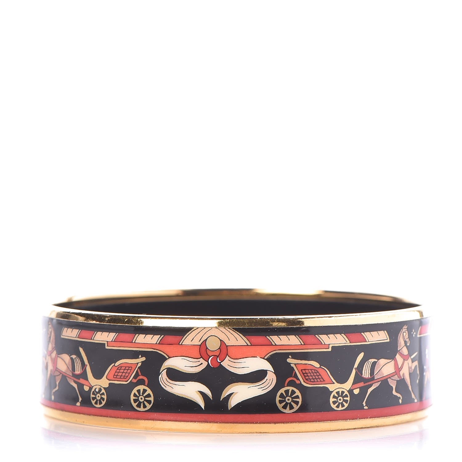 Hermes Enamel Printed Wide Chariots Bracelet 65 1 of 5