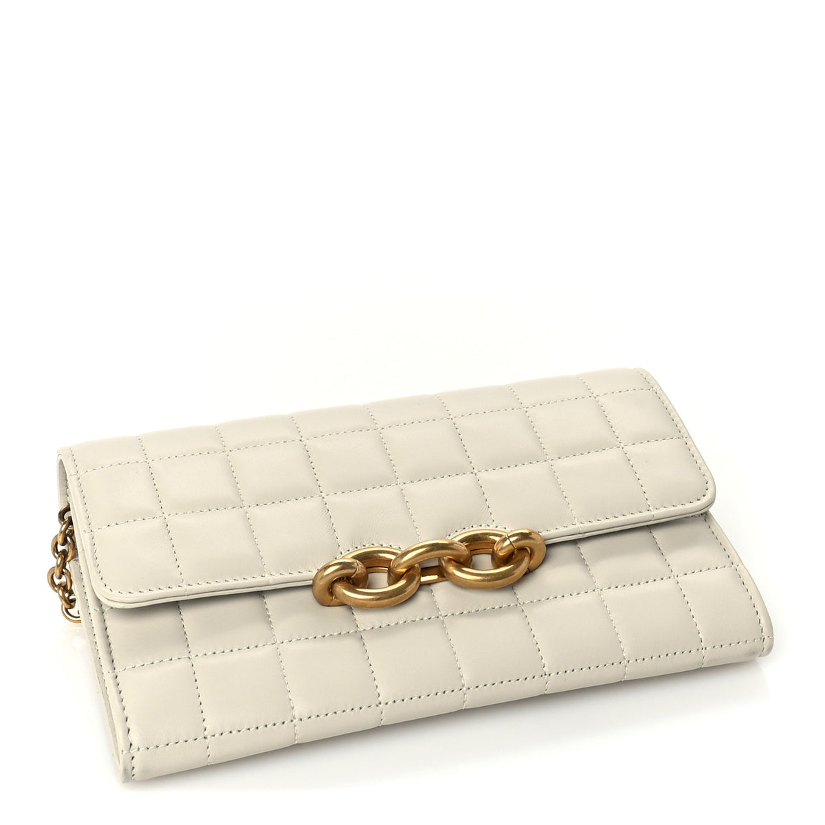 Lambskin Carre Quilted Le Maillon Wallet On Chain Crema Soft