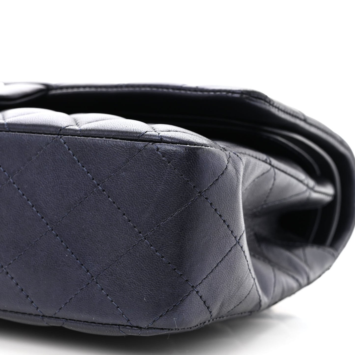 Iridescent Calfskin Quilted Medium Double Flap Navy