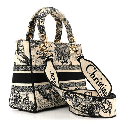 Christian Dior Canvas Embroidered Zodiac Toile De Jouy Medium Lady D-Lite Latte 3 of 12