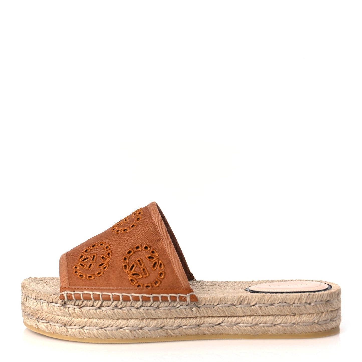 Canvas Interlocking G Damita Espadrille Sandals 38 Blondie Cognac