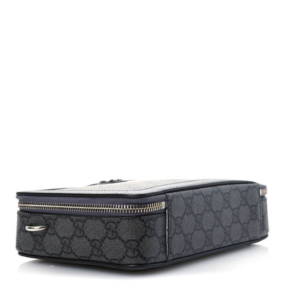 Gucci GG Supreme Monogram Textured Dollar Calfskin Small Ophidia Top Handle Shoulder Grey Black Graphite Grey 4 of 7