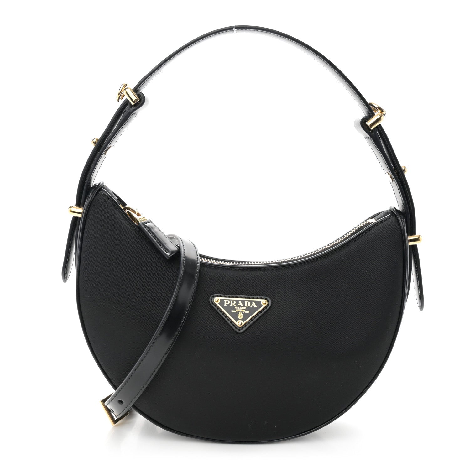 Prada Re-Nylon Spazzolato Small Arque Shoulder Bag Black 1 of 11