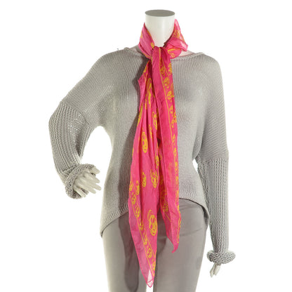 Alexander McQueen Silk Chiffon Skull Scarf Pink 2 of 4