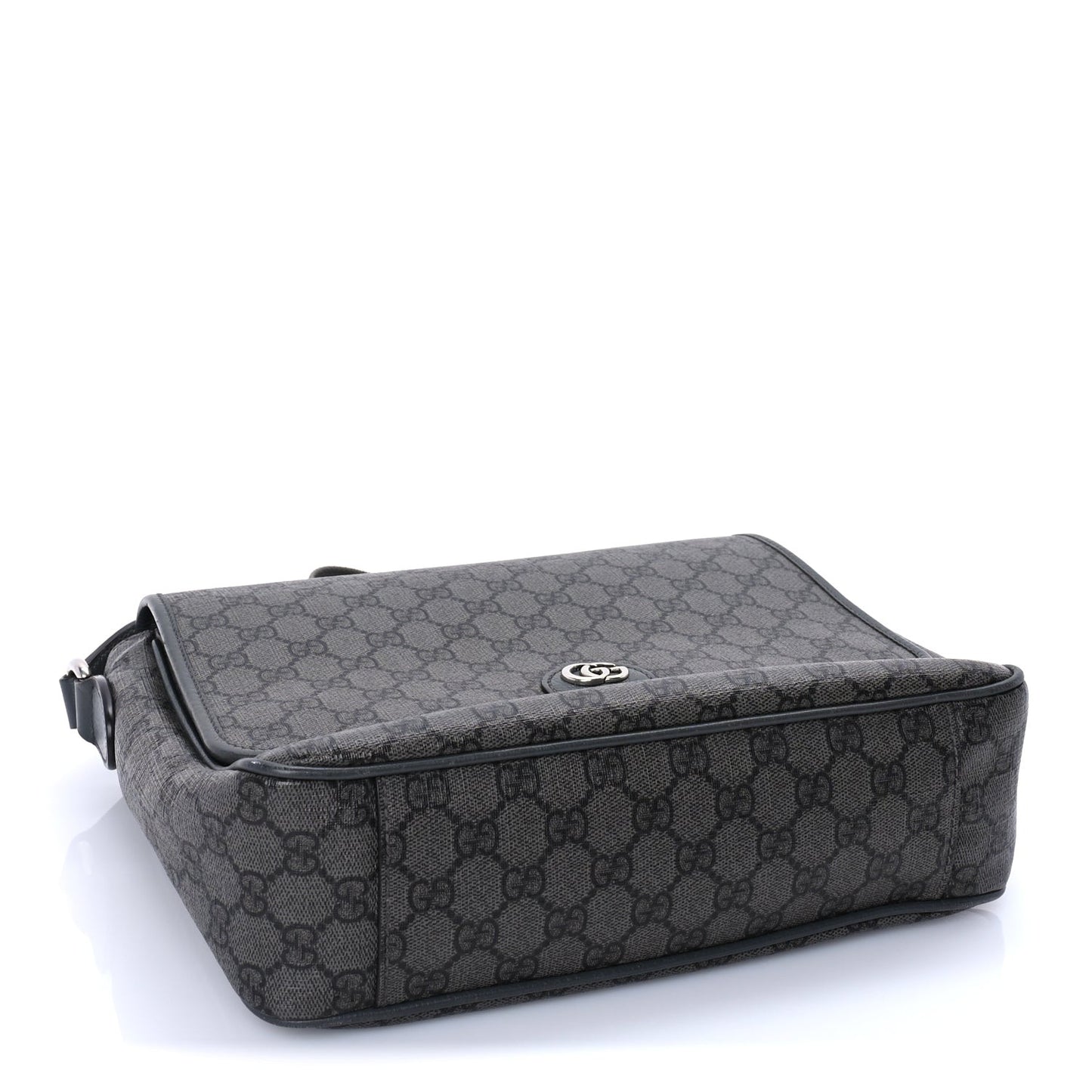 Tender GG Supreme Monogram Textured Dollar Calfskin Ophidia Messenger Bag Grey Black Graphite Grey