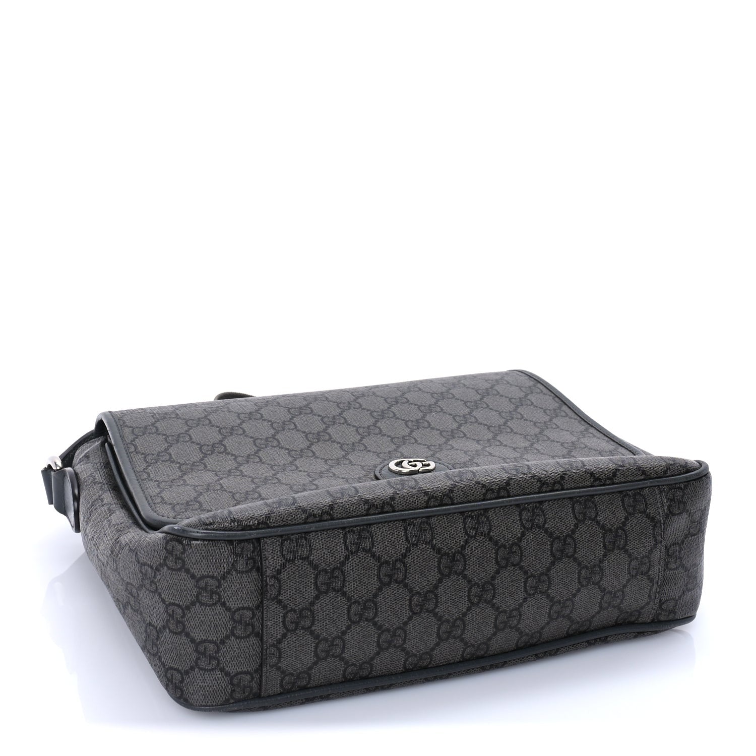 Gucci Tender GG Supreme Monogram Textured Dollar Calfskin Ophidia Messenger Bag Grey Black Graphite Grey 3 of 7