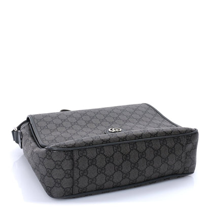 Gucci Tender GG Supreme Monogram Textured Dollar Calfskin Ophidia Messenger Bag Grey Black Graphite Grey 3 of 7