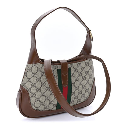 Gucci GG Supreme Monogram Azalea Calfskin Web Small Jackie 1961 Hobo Beige Ebony Brown Sugar 2 of 7