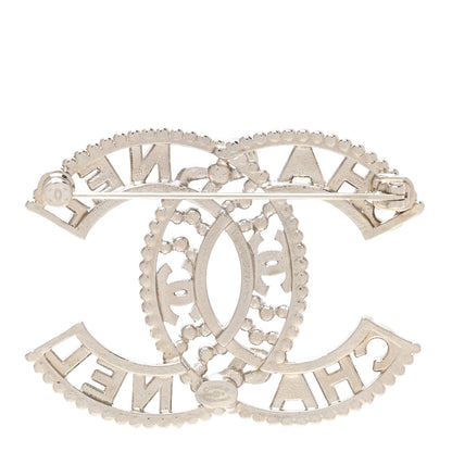 Chanel Metal Crystal CC Bow Coco Logo Brooch Silver 3 of 5