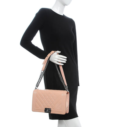 Chanel Patent Chevron New Medium Boy Flap Light Pink 3 of 8