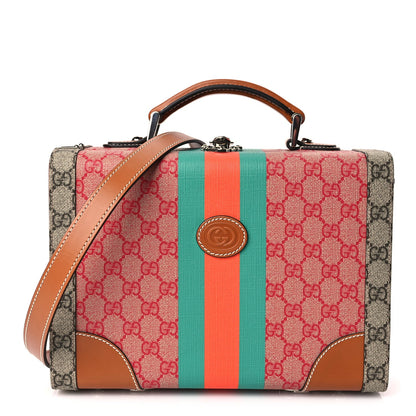 Gucci X DANS LE VERT GG Supreme Monogram Cuoio Web Mini Retro Interlocking G Beauty Case Beige Rosso Ebony Harness Brown 1 of 8