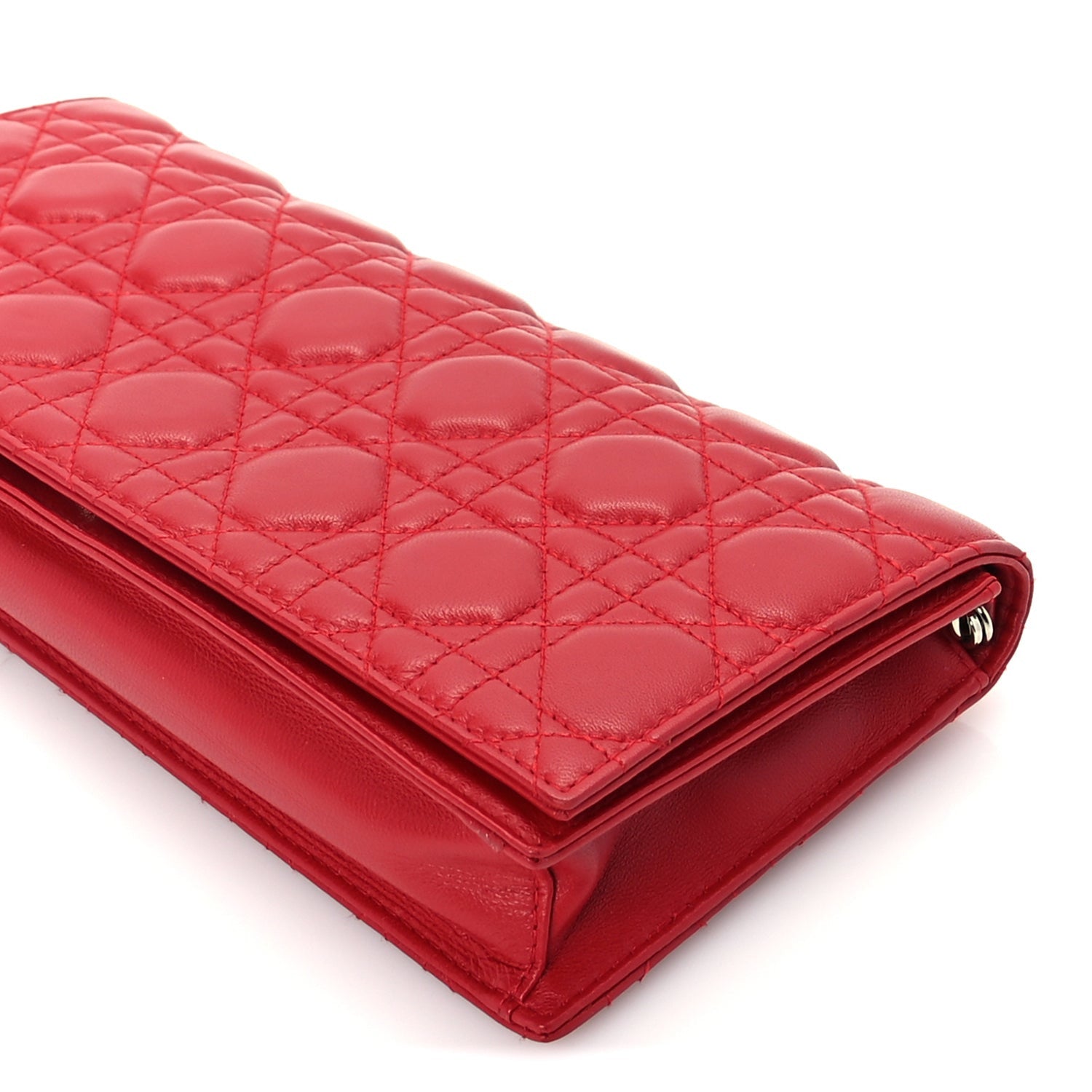 Christian Dior Lambskin Cannage Lady Dior Convertible Clutch Red 8 of 8