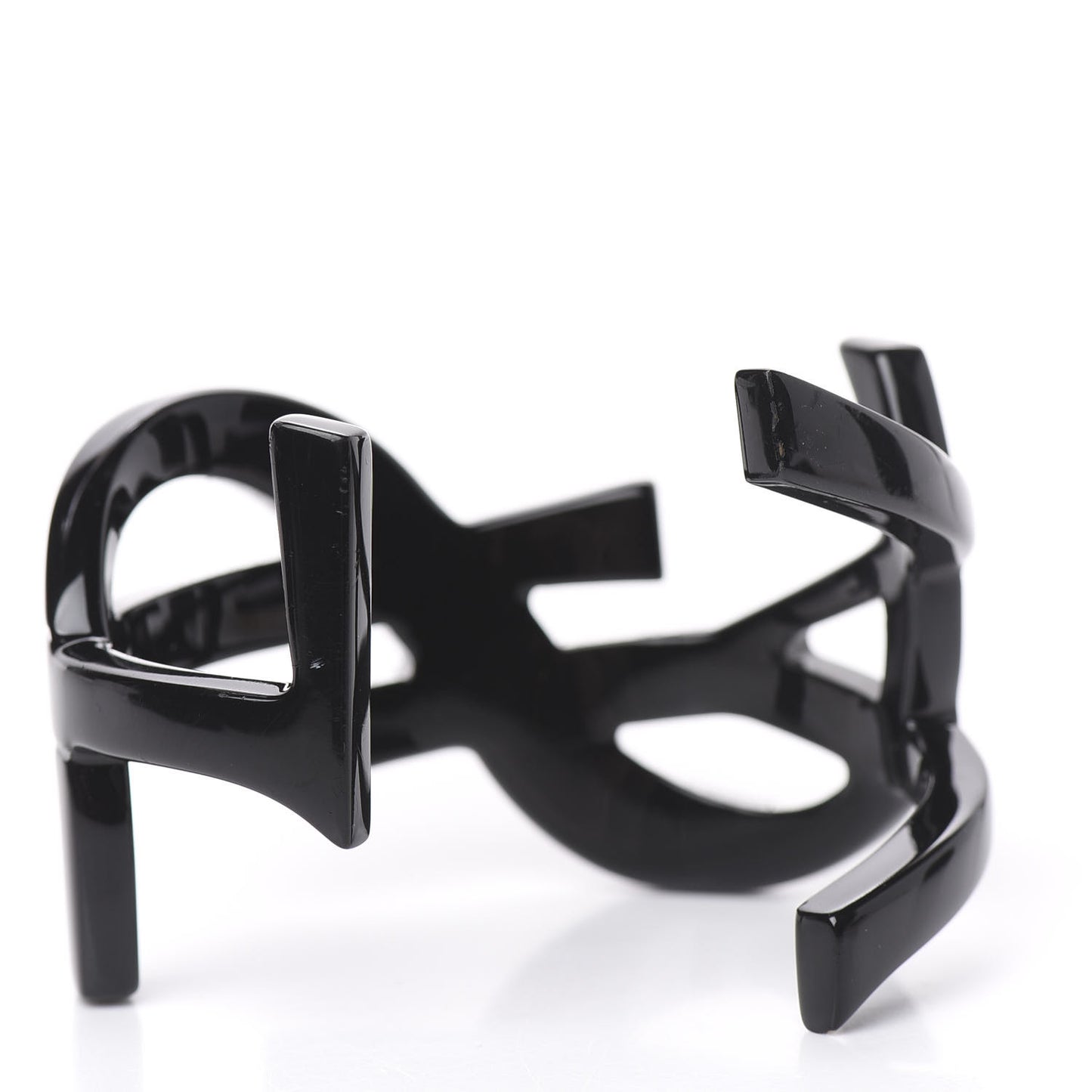 Brass Monogram Medium Cuff Bracelet Black