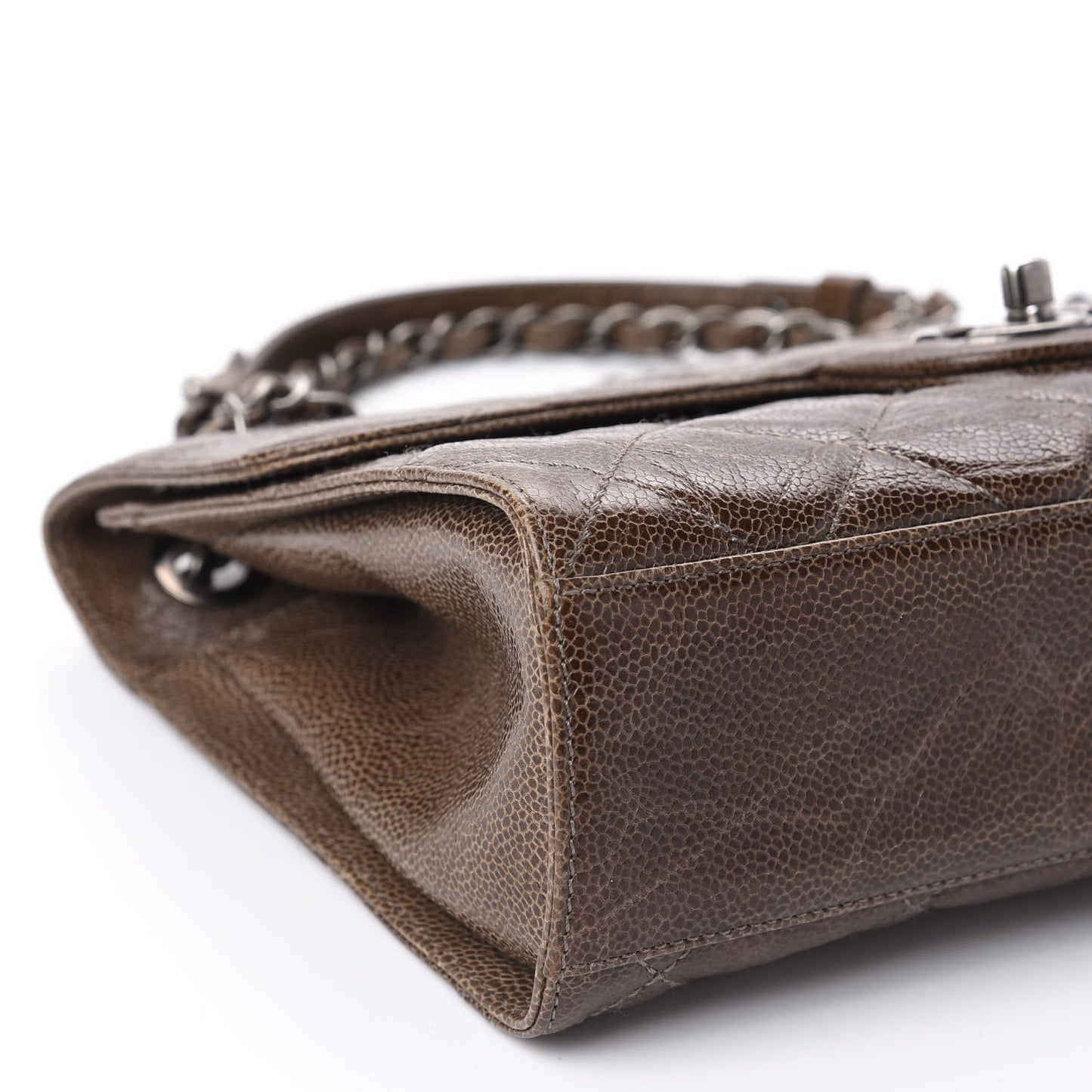 Crumpled Grained Calfskin Medium CC Crave Flap Brown