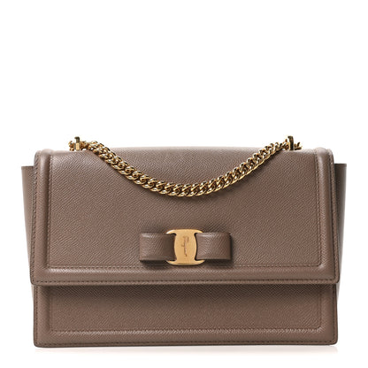 Salvatore Ferragamo Printed Calfskin Ginny Shoulder Bag Grey 1 of 9