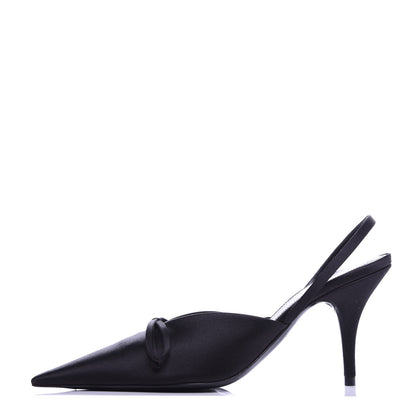 Balenciaga Satin Pointed Toe Knife Slingback Mules 35 Black 1 of 10