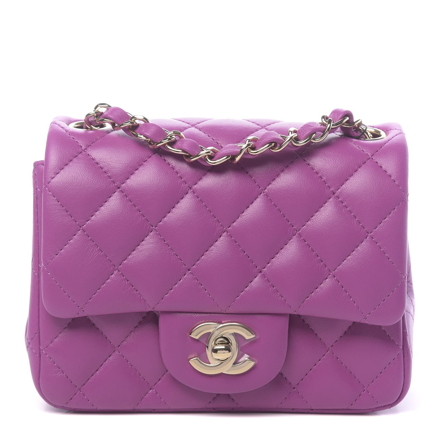 Chanel Lambskin Quilted Mini Square Flap Purple 1 of 10