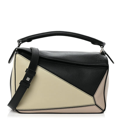 Loewe Calfskin Small Puzzle Bag Black Beige Green 1 of 8
