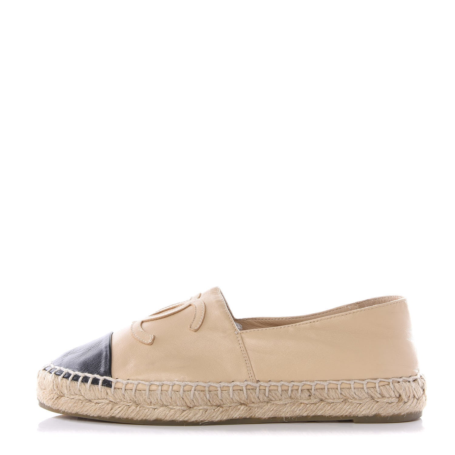 Chanel Lambskin CC Espadrilles 36 Beige Black 1 of 10