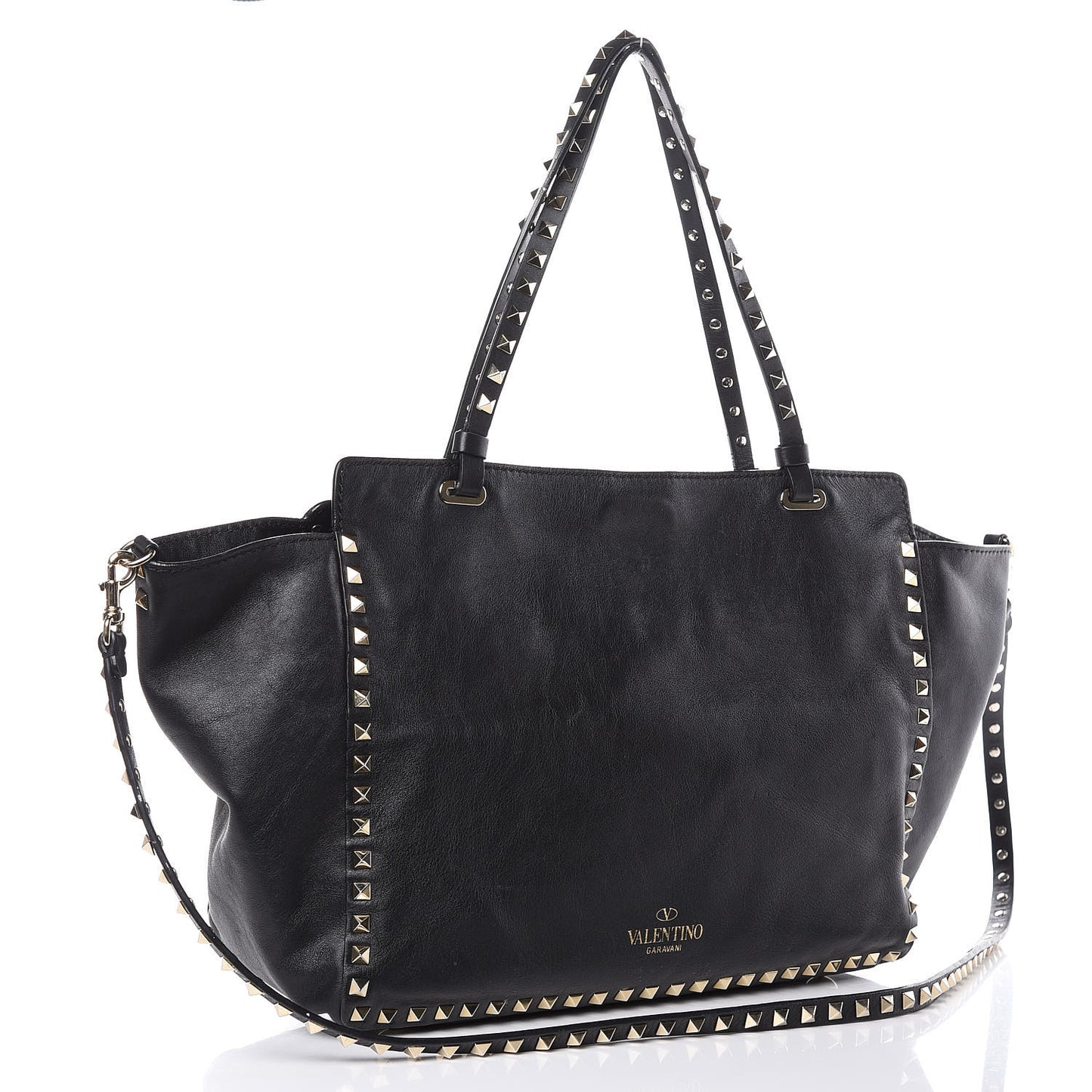 Vitello Medium Rockstud Tote Black