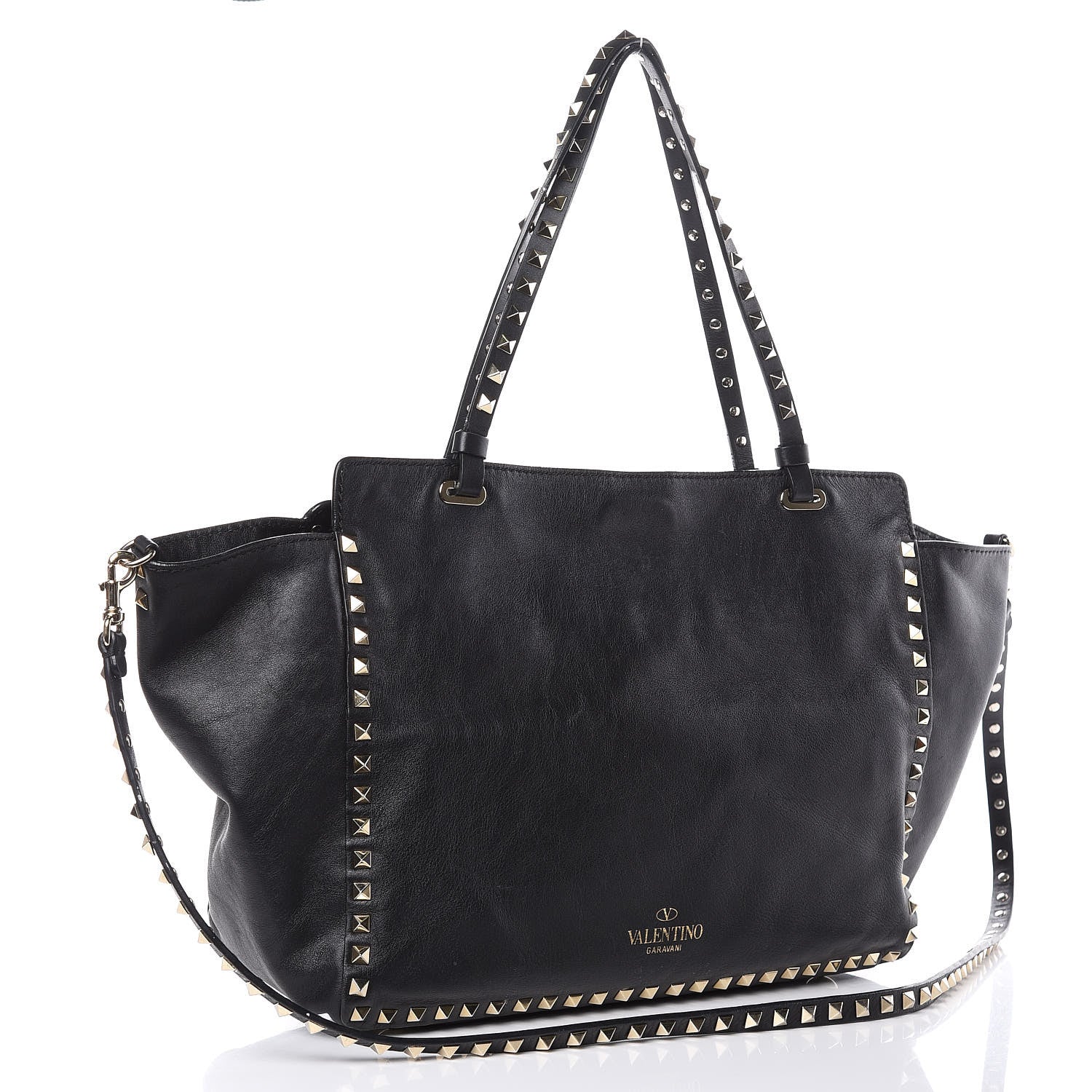 Valentino Garavani Vitello Medium Rockstud Tote Black 2 of 14