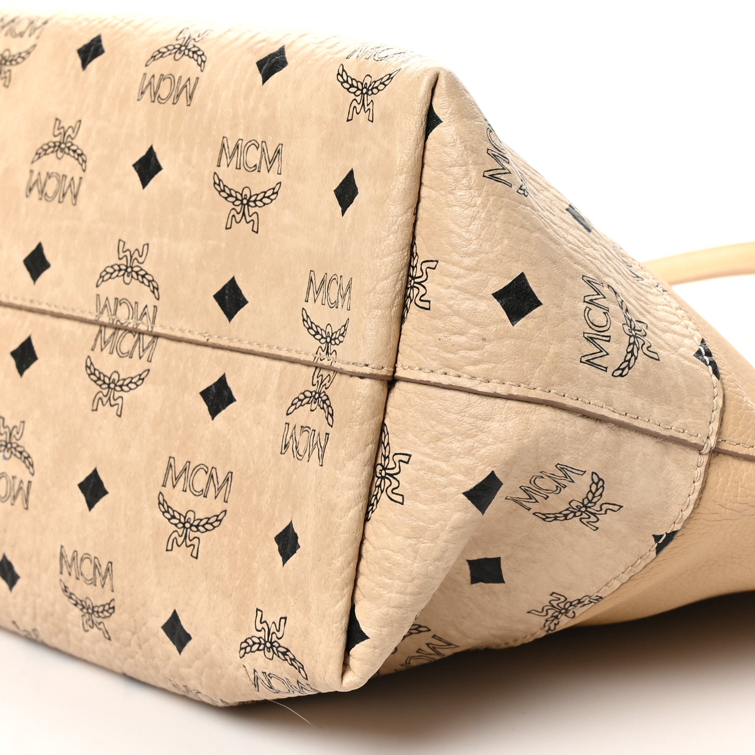 MCM Calfskin Visetos Anya Shopper Tote Beige 9 of 11