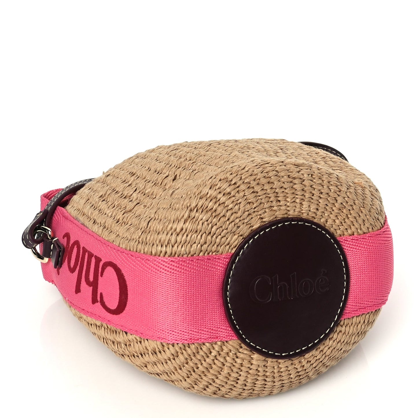 X MIFUKO Raffia Calfskin Small Woody Basket Pink Red